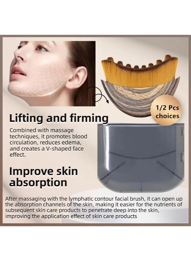 عام 1/2 قطعة من فرشاة الوجه اللمفاوية للنحت - مضادة للانتفاخات والتخلص من السموم والشد، وتحسن توهج البشرة وامتصاصها (قطعة واحدة من فرشاة وجه الكونتور) - Image 2