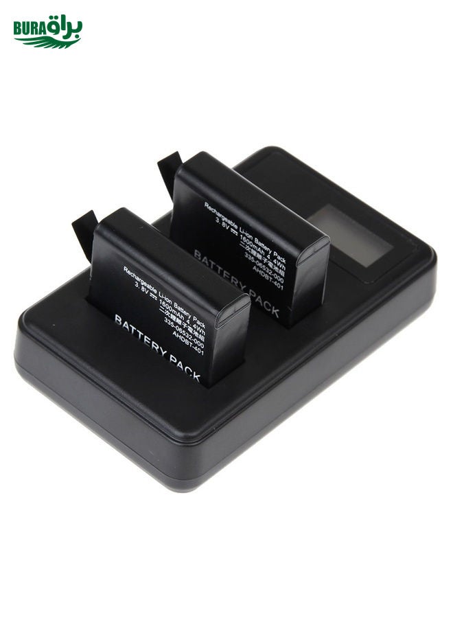 BURAQ LCD Screen Dual Batteries Charger for GoPro HERO4 (AHDBT-401), Displays Charging Capacity (GP258-C) - Image 5