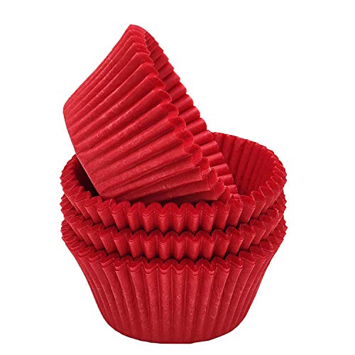 Mombake Premium Red Greaseproof Cupcake Liners Muffin Paper Baking Cups Standard Size, 100-Count - Image 2
