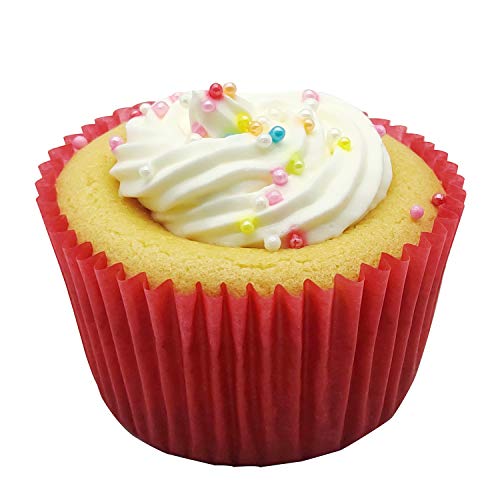Mombake Premium Red Greaseproof Cupcake Liners Muffin Paper Baking Cups Standard Size, 100-Count - Image 4