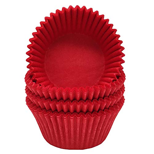 Mombake Premium Red Greaseproof Cupcake Liners Muffin Paper Baking Cups Standard Size, 100-Count - Image 3