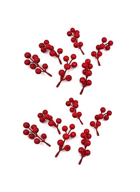 RASHRI One For All Red Berry Decorative Item for Christmas Tree Small Uniqe Berry Stems are Made 7Head Pack of 24