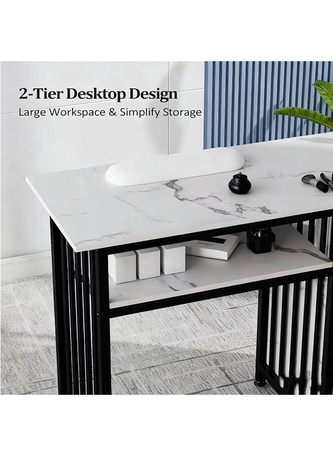 JCB CHIC Manicure Table Nail Desk with 3 Drawers，large space double storage table for Nail Tech, Acetone Resistant Nail Table Station for Beauty Salon Spa(100×40×76CM） - Image 4