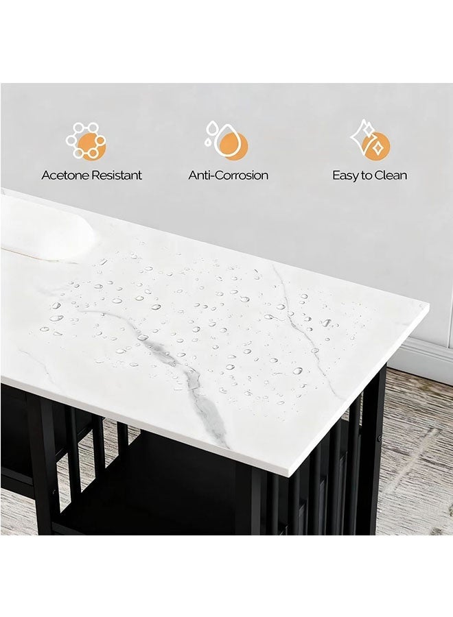 JCB CHIC Manicure Table Nail Desk with 3 Drawers，large space double storage table for Nail Tech, Acetone Resistant Nail Table Station for Beauty Salon Spa(100×40×76CM） - Image 3