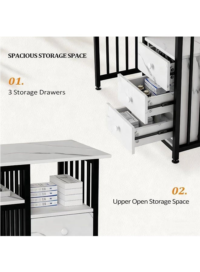 JCB CHIC Manicure Table Nail Desk with 3 Drawers，large space double storage table for Nail Tech, Acetone Resistant Nail Table Station for Beauty Salon Spa(100×40×76CM） - Image 5