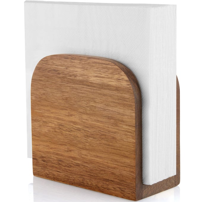 ACACIA WOOD NAPKIN HOLDER FOR TABLE WOODEN UPRIGHT NAPKIN HOLDERS FOR KITCHEN STANDING NAPKIN DISPENSER FOR KITCHEN DINING ROOM PARTY COCKTAIL OUTDOOR USE