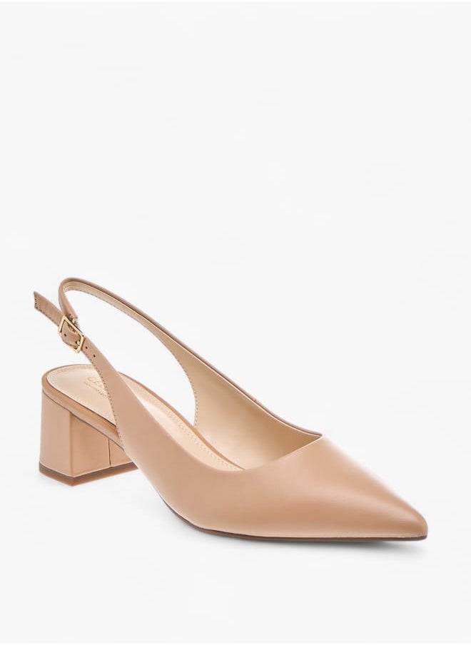 Celeste Womens Solid Slingback Shoes With Block Heels And Buckle Closure  - Image 1