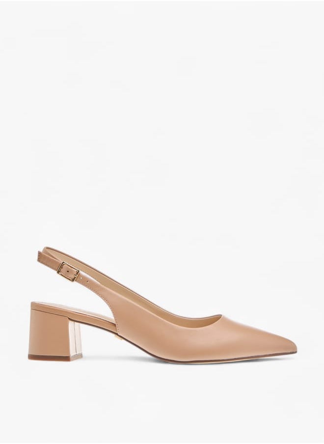 Celeste Womens Solid Slingback Shoes With Block Heels And Buckle Closure  - Image 2