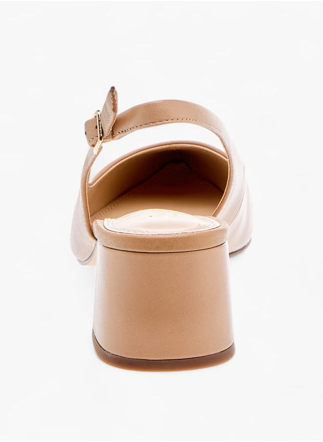 Celeste Womens Solid Slingback Shoes With Block Heels And Buckle Closure  - Image 4