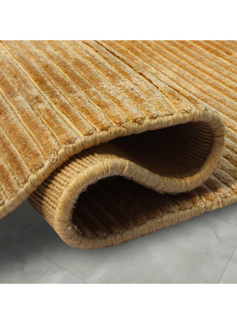 VENICE -100% VISCOSE RUG- 150 CMS ROUND - GOLD - Image 3