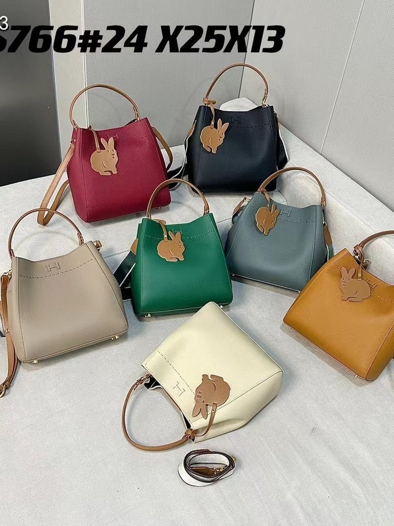 New Women'S Bag 20245 Fashion Genuine Leather Shoulder Bag Trendy Handbag Korean Crossbody Bag Top Layer Cowhide Rabbit Bag - Image 4