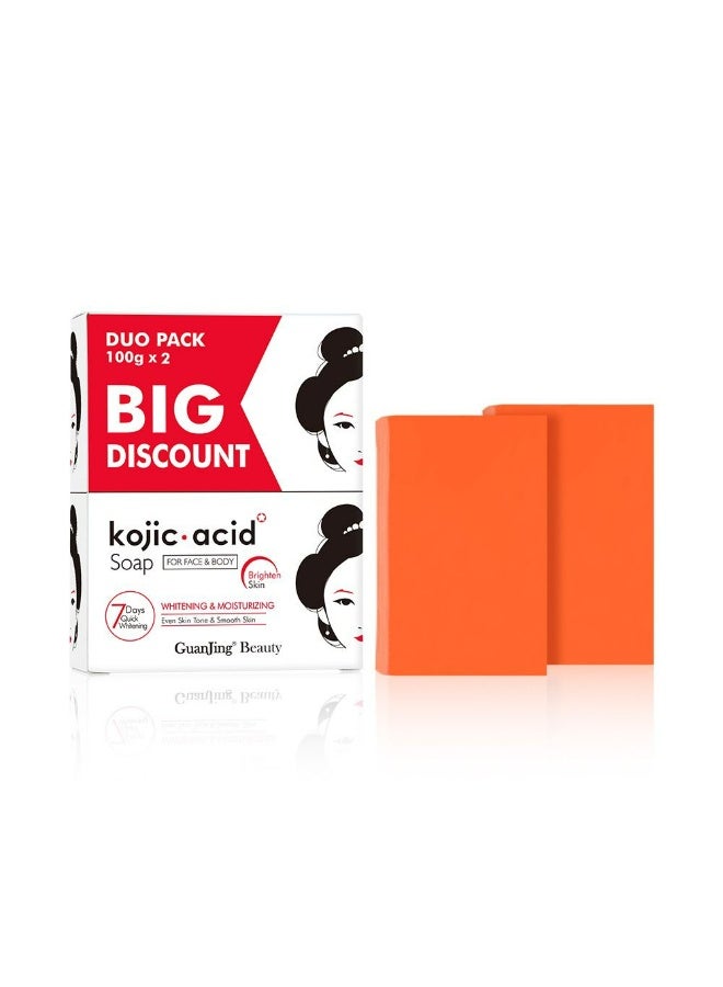 جوانجينج صابون حمض الكوجيك لتبييض وترطيب الوجه والجسم 100 جرام * قطعتين