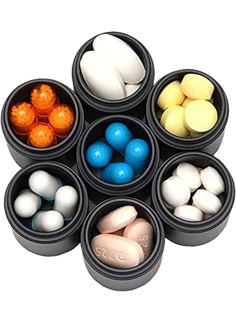 SOLARAE Pill Box Waterproof Aluminum Metal Pill Box Case Organizer - Outdoor Pill Bottle Key Ring Small Aid Pill Holder Pill Container for Daily Camping Travel Daily Travel, 7 Day Pill Box Case - Image 1