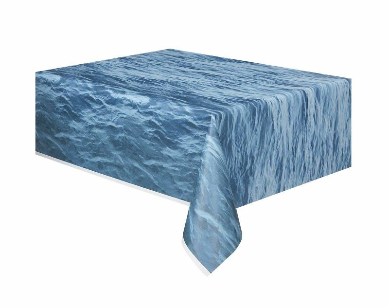 Unique Ocean Waves Rectangular Plastic Table Cover (137cm x 274cm) 1 Piece - Ideal for Parties and Events