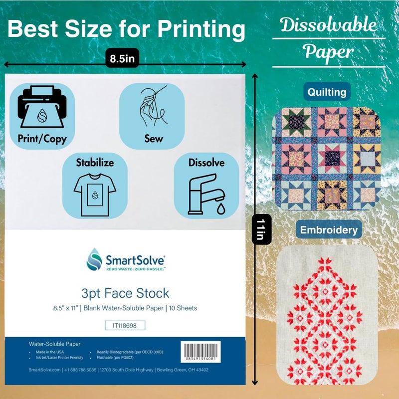 SmartSolve 3 pt. Water-Soluble Paper | Dissolves Quickly in Water | Biodegradable | Eco-Friendly | Printer Compatible | Crafts, Drawing, Notes | Letter Size, 8.5” x 11” | Pack of 10 White Sheets - Image 3