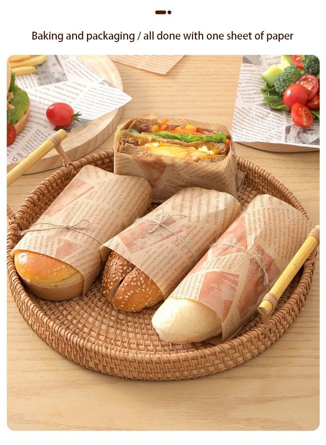 200pcs Baking Paper, Parchment Paper, Sandwich Wrapping Paper, Baking Supplies,Retro Newspaper Print Food Paper Liners,Tray Liners,Basket Liners,Fast Food,Restaurant Cafe,Table Decor ,Restaurant Home,Food Packaging Paper,,Oil-Proof Stain-Resistant,Catering Supplies ,Party Picnic,Suitable For All.(15x15cm ) - Image 4