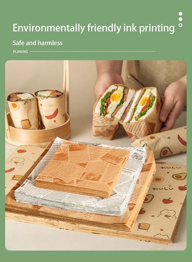 200pcs Baking Paper, Parchment Paper, Sandwich Wrapping Paper, Baking Supplies,Retro Newspaper Print Food Paper Liners,Tray Liners,Basket Liners,Fast Food,Restaurant Cafe,Table Decor ,Restaurant Home,Food Packaging Paper,,Oil-Proof Stain-Resistant,Catering Supplies ,Party Picnic,Suitable For All.(15x15cm ) - Image 3