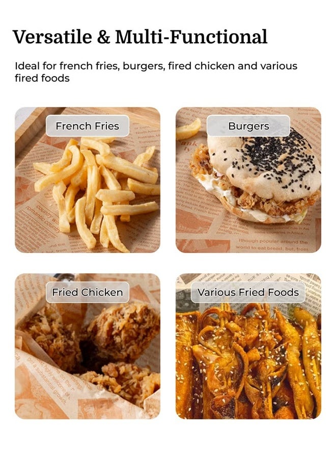 200pcs Baking Paper, Parchment Paper, Sandwich Wrapping Paper, Baking Supplies,Retro Newspaper Print Food Paper Liners,Tray Liners,Basket Liners,Fast Food,Restaurant Cafe,Table Decor ,Restaurant Home,Food Packaging Paper,,Oil-Proof Stain-Resistant,Catering Supplies ,Party Picnic,Suitable For All.(15x15cm ) - Image 5