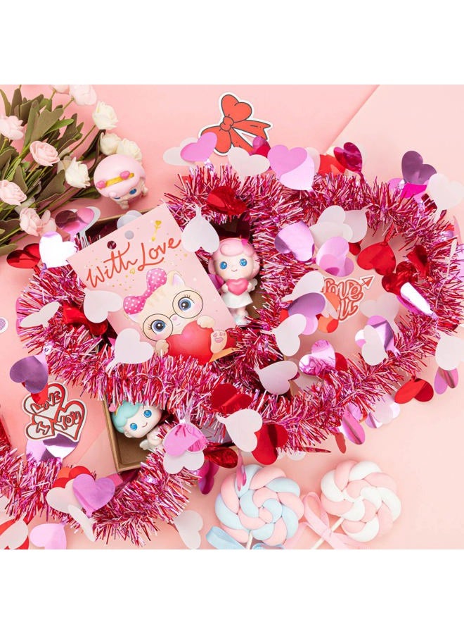 KVCSYAW 6 PCS Valentine's Day Tinsel Garland, 39.4 ft Heart Metallic Fringe Garlands Valentine's Day Hanging Garland Decorations for for Valentine Party Wedding New Years Home Indoor Outdoor (Red Pink White) - Image 3