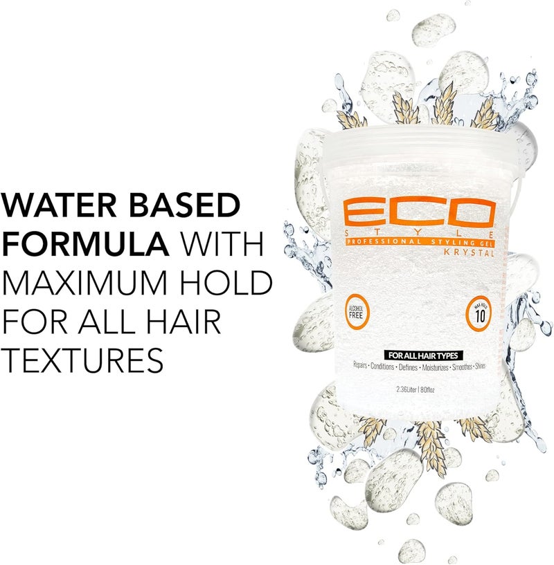 Eco Style Ecoco Hair Gel Krystal - Strong Hold - Ideal For Any Hair Type And Color - Adds Body And Shine To All - Weightless - Moisturizes And Help Maintain Healthy Hair - Non-Flaking - 80 Oz - Image 2