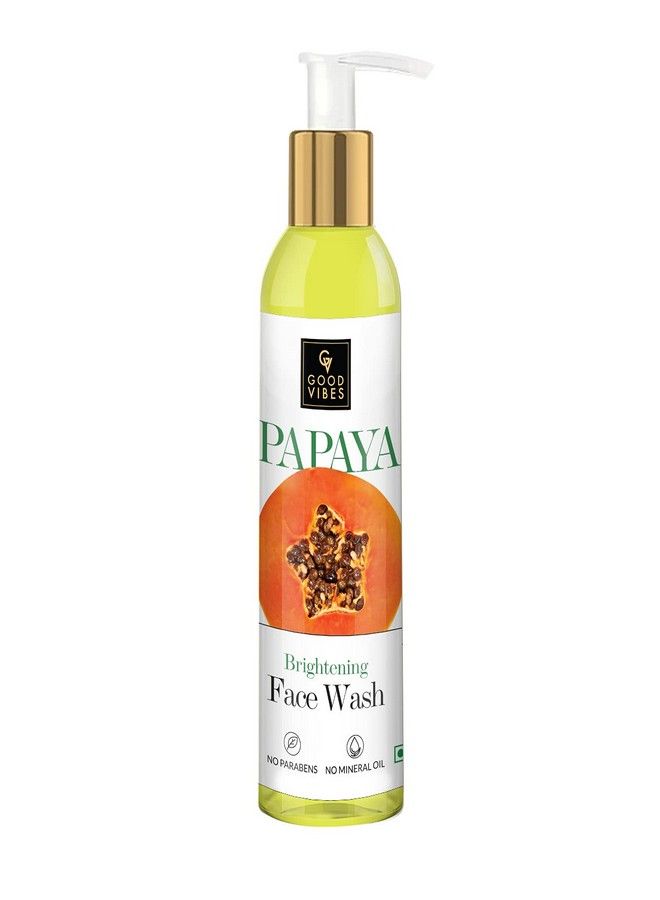 Good Vibes Papaya Brightening Face Wash 120 ml - Radiant Glowing Moisturizing Brightening Anti Ageing Pore Cleansing Formula for All Skin Types, Natural, No Parabens & Mineral Oil, No Animal Testing - Image 1