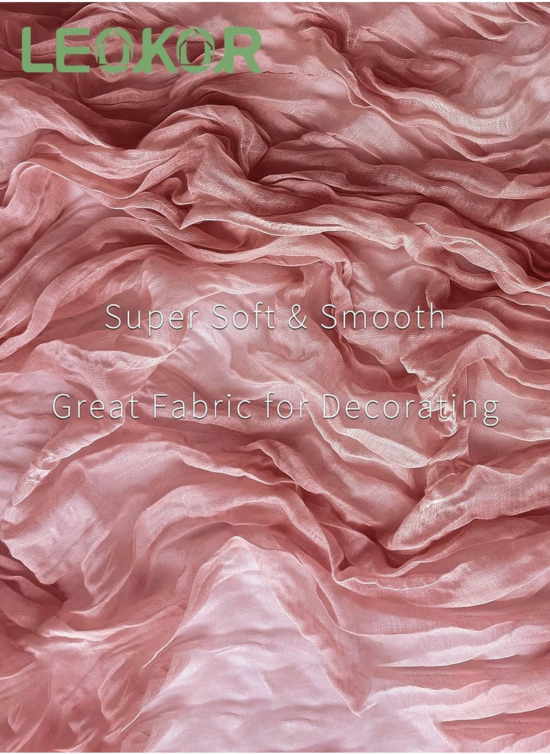 LEOKOR - 4M Cheesecloth Table Runner, Pink Wedding Table Runner, Boho Gauze Table Runner, Rustic Sheer Table Decor 90x400 CM - Image 1