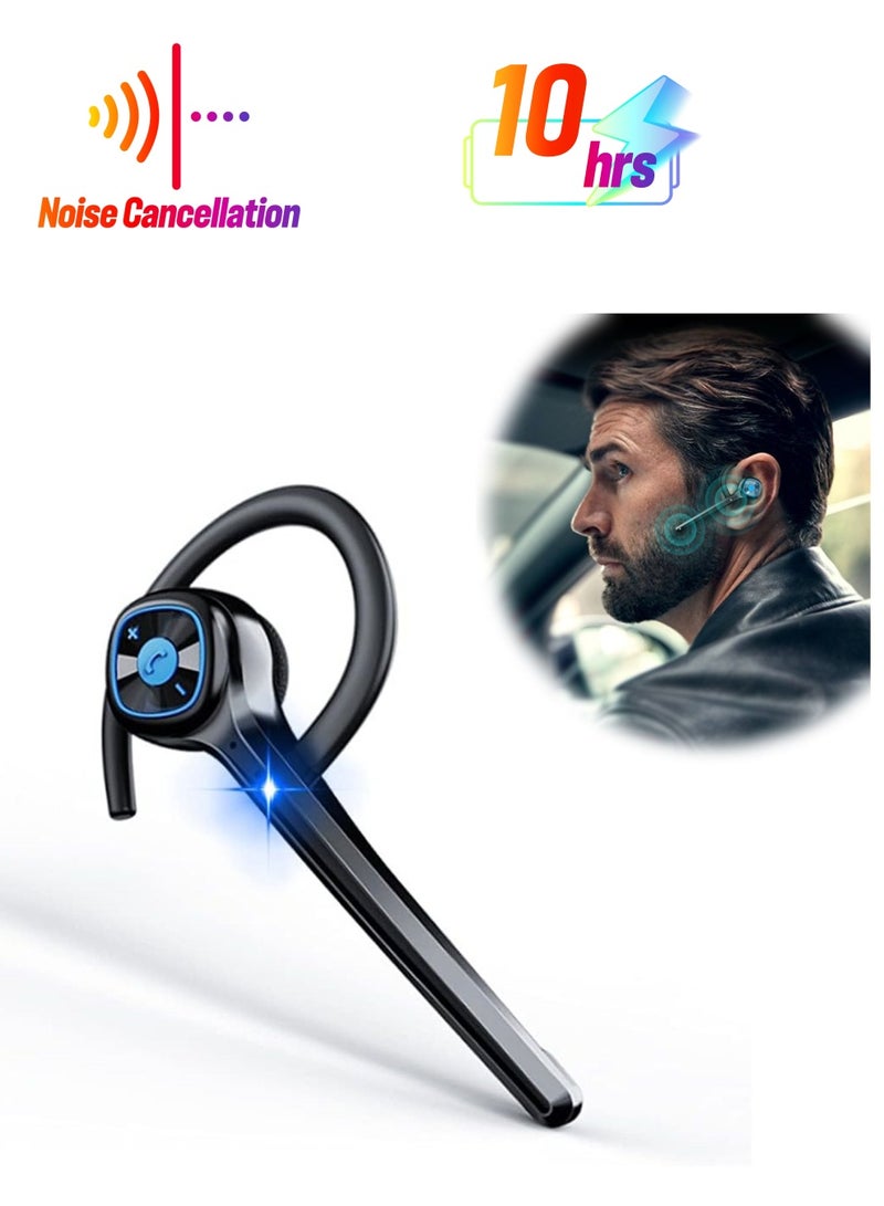 Captaintech Wireless Bluetooth Earpiece Headphone Dual Noise Cancelling Mic Painless Open-Ear Handsfree Headset Stereo Sound Left/Right Changeable Earhook Earphones for Driving/Business/Gym - Image 1