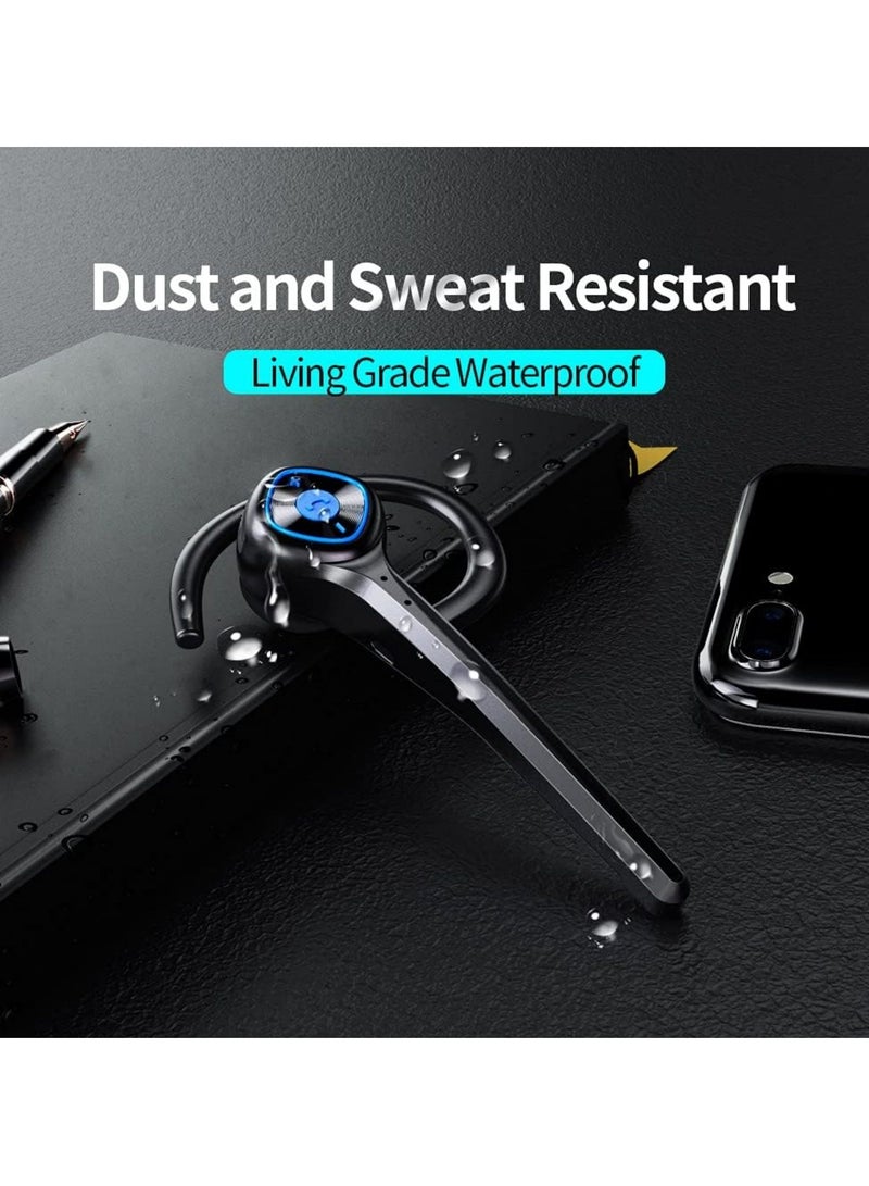 Captaintech Wireless Bluetooth Earpiece Headphone Dual Noise Cancelling Mic Painless Open-Ear Handsfree Headset Stereo Sound Left/Right Changeable Earhook Earphones for Driving/Business/Gym - Image 5