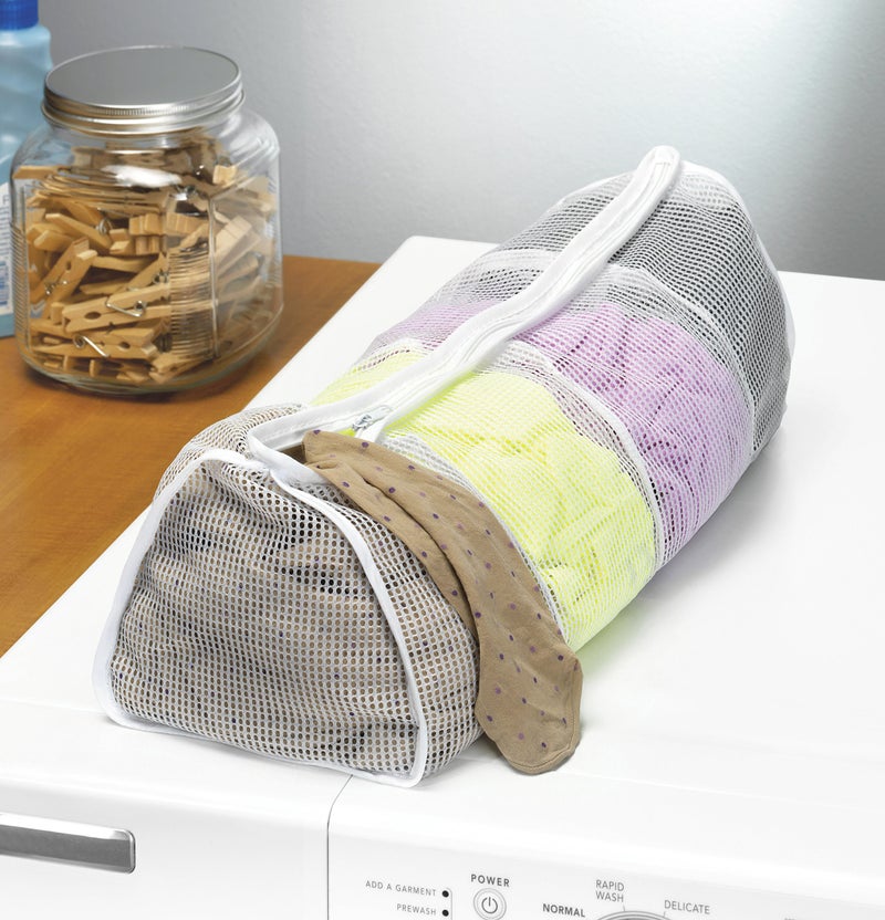 Whitmor Mesh Hosiery Wash Bag White 4-Compartment - Image 2