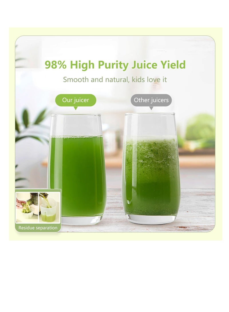عصارة بطيئة بقوة 500 واط - استخلاص عصير بنسبة 98%، عصارة ضغط بارد بفوهة واسعة للفواكه والخضروات الكاملة - محرك نحاسي قوي، تشغيل هادئ، خالية من BPA، سهلة التنظيف، مثالية للمنازل ومحلات العصير - Image 2