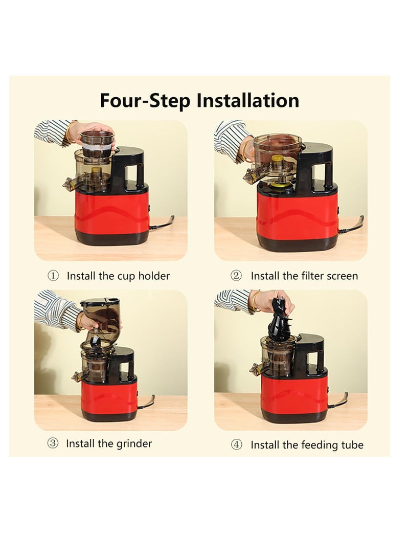 عصارة بطيئة بقوة 500 واط - استخلاص عصير بنسبة 98%، عصارة ضغط بارد بفوهة واسعة للفواكه والخضروات الكاملة - محرك نحاسي قوي، تشغيل هادئ، خالية من BPA، سهلة التنظيف، مثالية للمنازل ومحلات العصير - Image 5