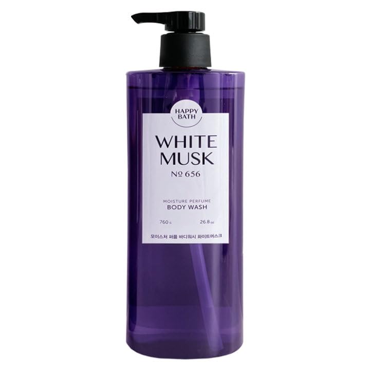 Happy Bath Moisture Performed Shower Body Wash for Women Men No 656 760ml 2569 fl oz skin care and skin soft body cleansing foam White Musk