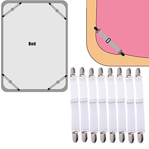 Cosmos Pack of 8 Ajustable Fasteners Suspenders Gripper Elastic Straps Clips for Bed Sheet Matress Covers Sofa Cushion - Image 3
