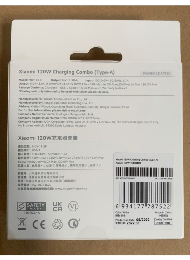 ELTRAZONE Xiaomi 120W Charging Combo (Type-A) – Fast Charging Charger for Smartphones, Laptops, and Tablets - Image 3