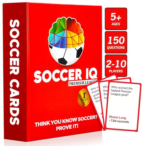 SOCCER IQ لعبة بطاقات التوافه لكرة القدم SOCCER IQ نسخة الدوري الإنجليزي 150 سؤال توافه عن كرة القدم أفضل هدايا كرة القدم للأولاد بطاقات كرة القدم 2025 ألعاب كرة القدم للأطفال والبالغين بطاقات كرة القدم EPL هدية كرة القدم - Image 1