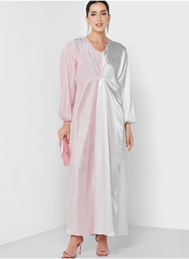 hayas closet Colorblock Balloon Sleeve Dress