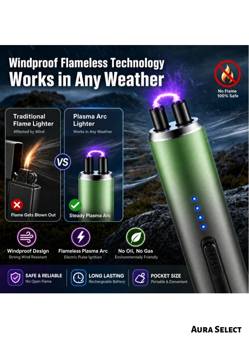  أورا سيليكت ولاعة كهربائية تعمل بقوس الشمعة، قابلة لإعادة الشحن عبر USB، بتصميم بلا لهب يعتمد على البلازما ومقاوم للرياح، لا تحتاج إلى وقود للاشتعال، مزودة ببطارية ليثيوم بوليمر سعة 170 مللي أمبير في الساعة، مع شاشة LED لعرض مستوى شحن البطارية، لون وردي - Image 4
