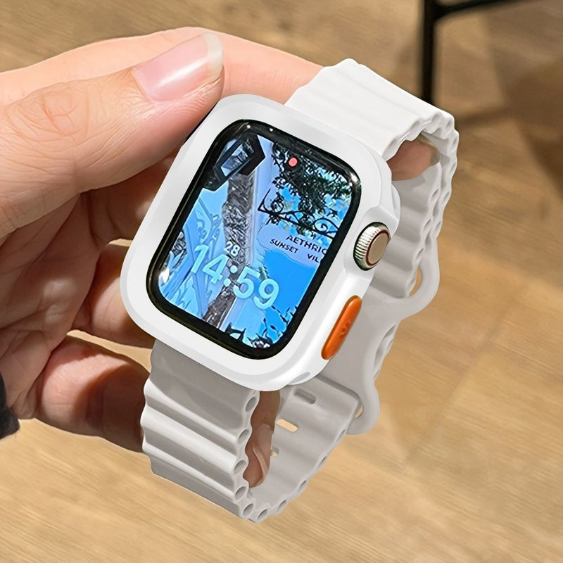 Silicone Strap Case Screen Protector for 46 45 44 41mm Army Green - Image 1