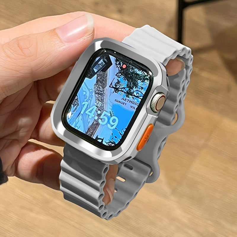 Silicone Strap Case Screen Protector for 46 45 44 41mm Army Green - Image 4