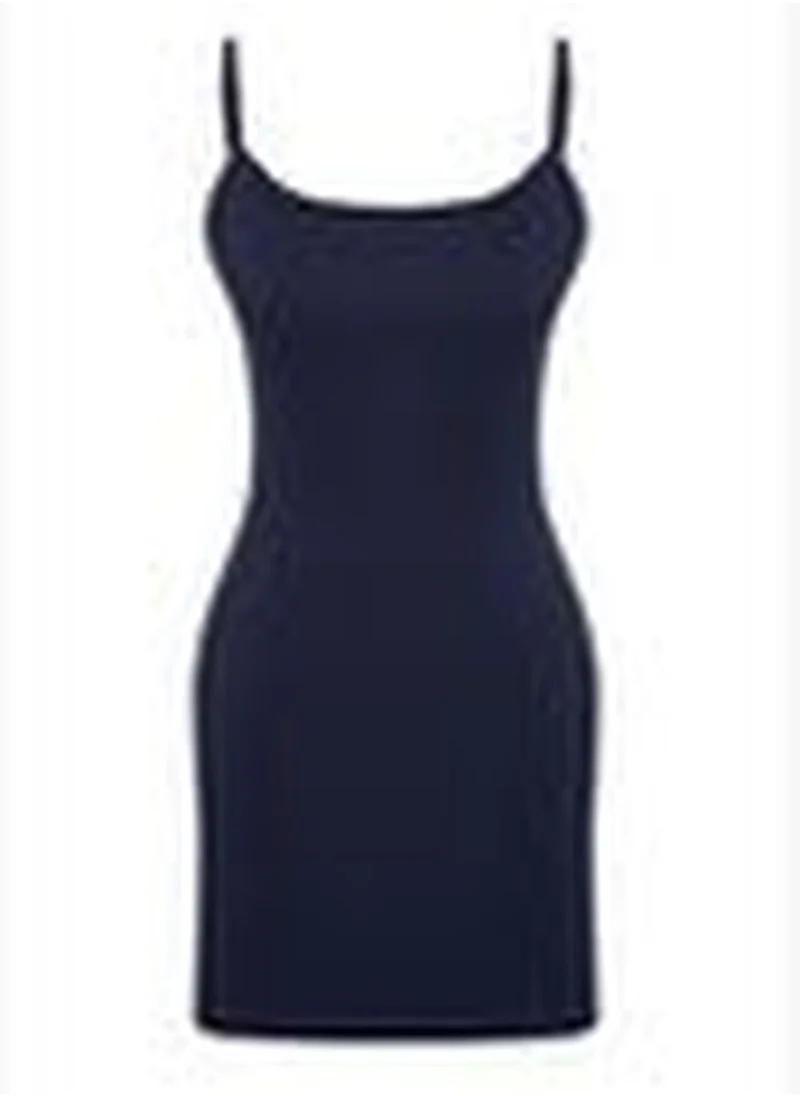 trendyol Navy Blue Straight Cut Strappy Mini Woven Dress TWOSS24EL00042