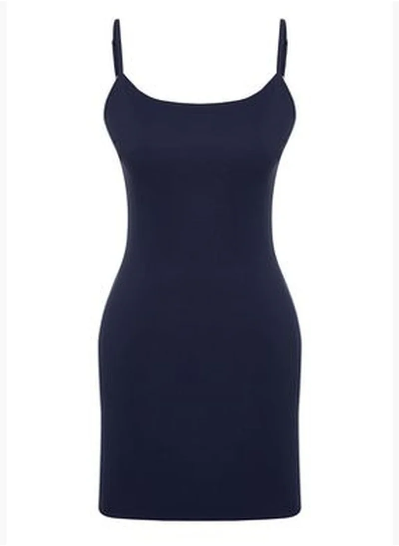 trendyol Navy Blue Straight Cut Strappy Mini Woven Dress TWOSS24EL00042