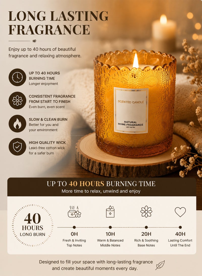 Scented Candle مجموعة شموع عطرية للهدايا، شموع برائحة فاخرة من شمع الصويا الطبيعي، شموع جرة لتعطير المنزل وغرفة النوم والسبا، هدية مثالية للنساء مع مدة احتراق طويلة تصل إلى 40 ساعة - Image 5