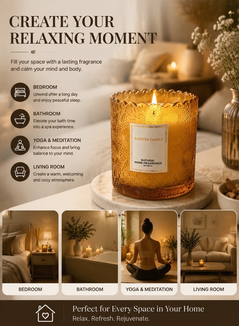 Scented Candle مجموعة شموع عطرية للهدايا، شموع برائحة فاخرة من شمع الصويا الطبيعي، شموع جرة لتعطير المنزل وغرفة النوم والسبا، هدية مثالية للنساء مع مدة احتراق طويلة تصل إلى 40 ساعة - Image 3