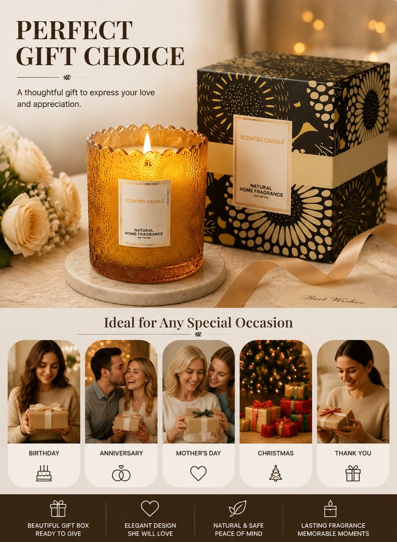 Scented Candle مجموعة شموع عطرية للهدايا، شموع برائحة فاخرة من شمع الصويا الطبيعي، شموع جرة لتعطير المنزل وغرفة النوم والسبا، هدية مثالية للنساء مع مدة احتراق طويلة تصل إلى 40 ساعة - Image 4