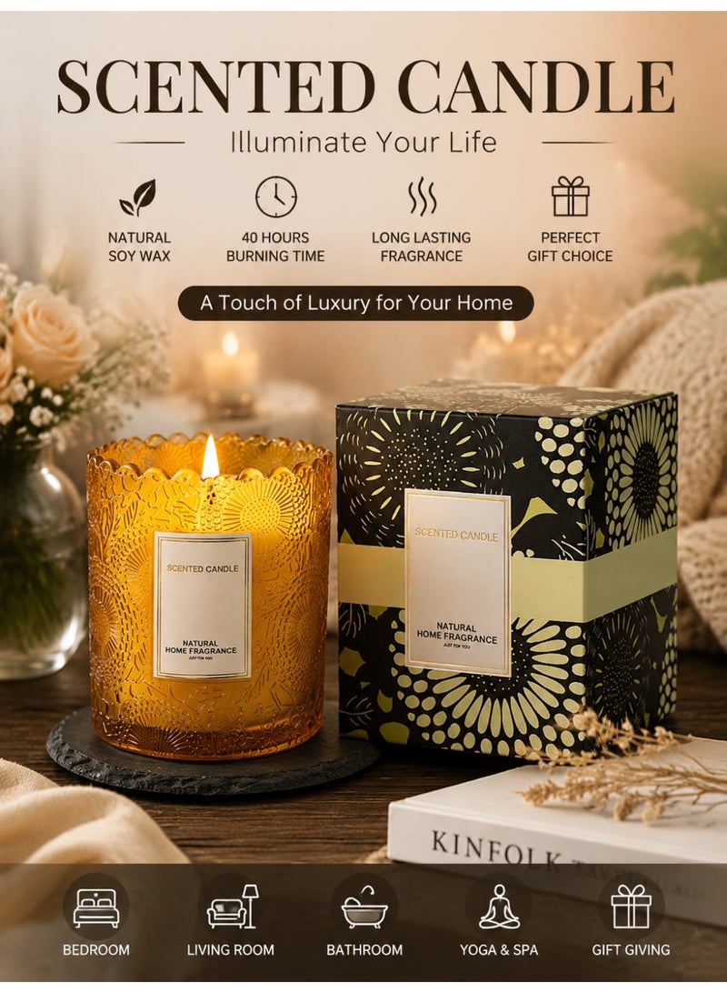 Scented Candle مجموعة شموع عطرية للهدايا، شموع برائحة فاخرة من شمع الصويا الطبيعي، شموع جرة لتعطير المنزل وغرفة النوم والسبا، هدية مثالية للنساء مع مدة احتراق طويلة تصل إلى 40 ساعة - Image 1