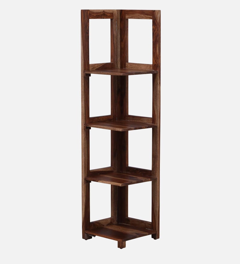Md Decor Solid Sheesham Wooden Book Shelf| Ladder for Home Decor| Plant Stand | Corner Showcase Storage Shelves for LivingRoom| Bedroom | 4- Tier Shelf 14" L x 14" W x 58" H(Walnut) - Image 3