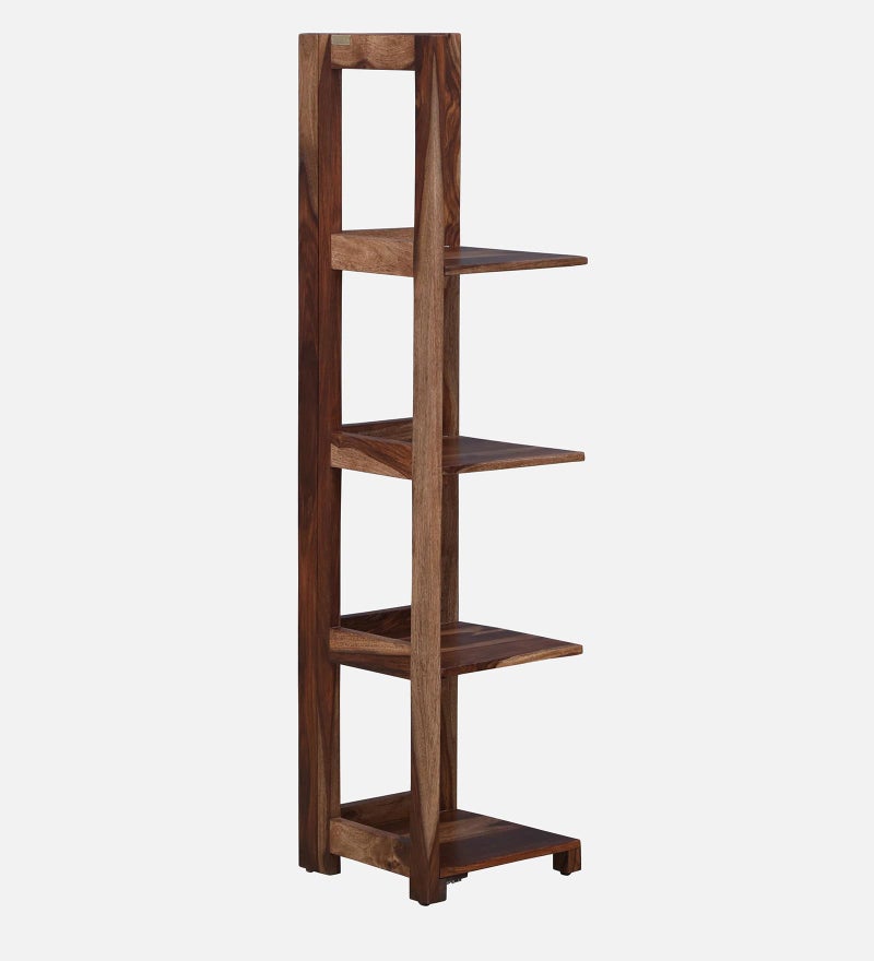 Md Decor Solid Sheesham Wooden Book Shelf| Ladder for Home Decor| Plant Stand | Corner Showcase Storage Shelves for LivingRoom| Bedroom | 4- Tier Shelf 14" L x 14" W x 58" H(Walnut) - Image 5
