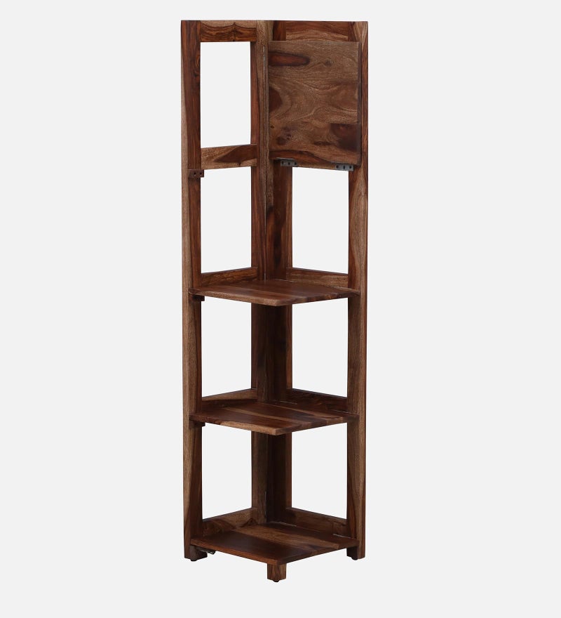 Md Decor Solid Sheesham Wooden Book Shelf| Ladder for Home Decor| Plant Stand | Corner Showcase Storage Shelves for LivingRoom| Bedroom | 4- Tier Shelf 14" L x 14" W x 58" H(Walnut) - Image 4