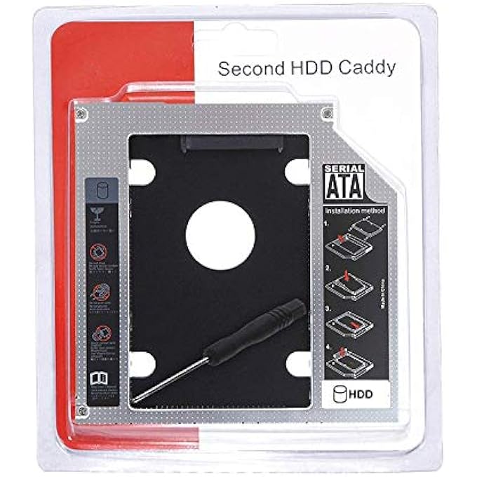 KAVTRON UNIVERSAL SATA BAY 2ND HARD DISK DRIVE CADDY 9.5MM FOR CD/DVD DRIVE SLOT COMPATIBLE WITH DELL, HP, LENOVO THINKPAD, ACER GATEWAY, ASUS, SONY, SAMSUNG, MSI, LAPTOP (ADD HDD/SSD TO YOUR LAPTOP) - Image 1