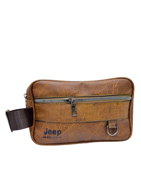 Men's light brown leather handbag